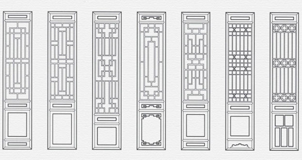 玛纳斯常用中式仿古花窗图案隔断设计图